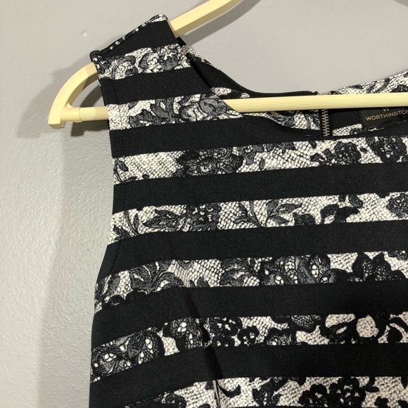 Worthington Sundress Sleeveless Dress Size S Black Stripe Flower Casual Work - Picture 11 of 12